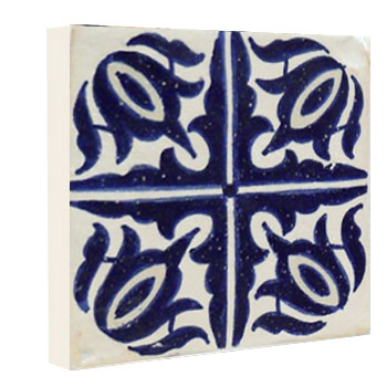 Mosaic House Moroccan tile La Seine LG 1-15 (one Side Glazed) White Cobalt Blue  hand painted handpainted 
